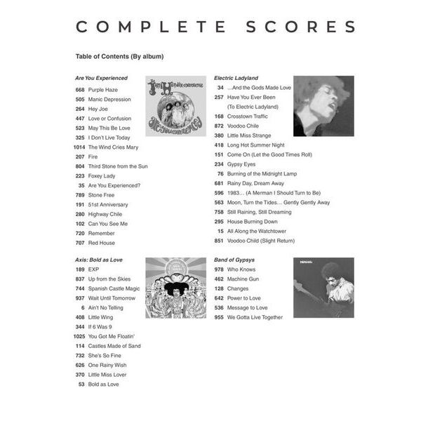 Hal Leonard Jimi Hendrix Complete Scores