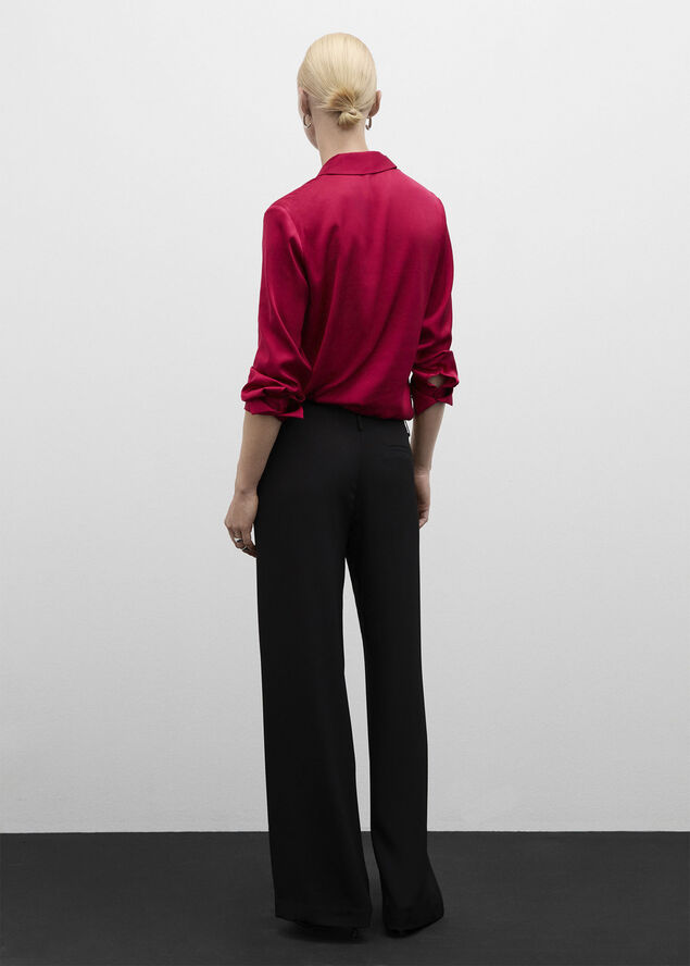 MANGO Satin finish flowy shirt Bright pink