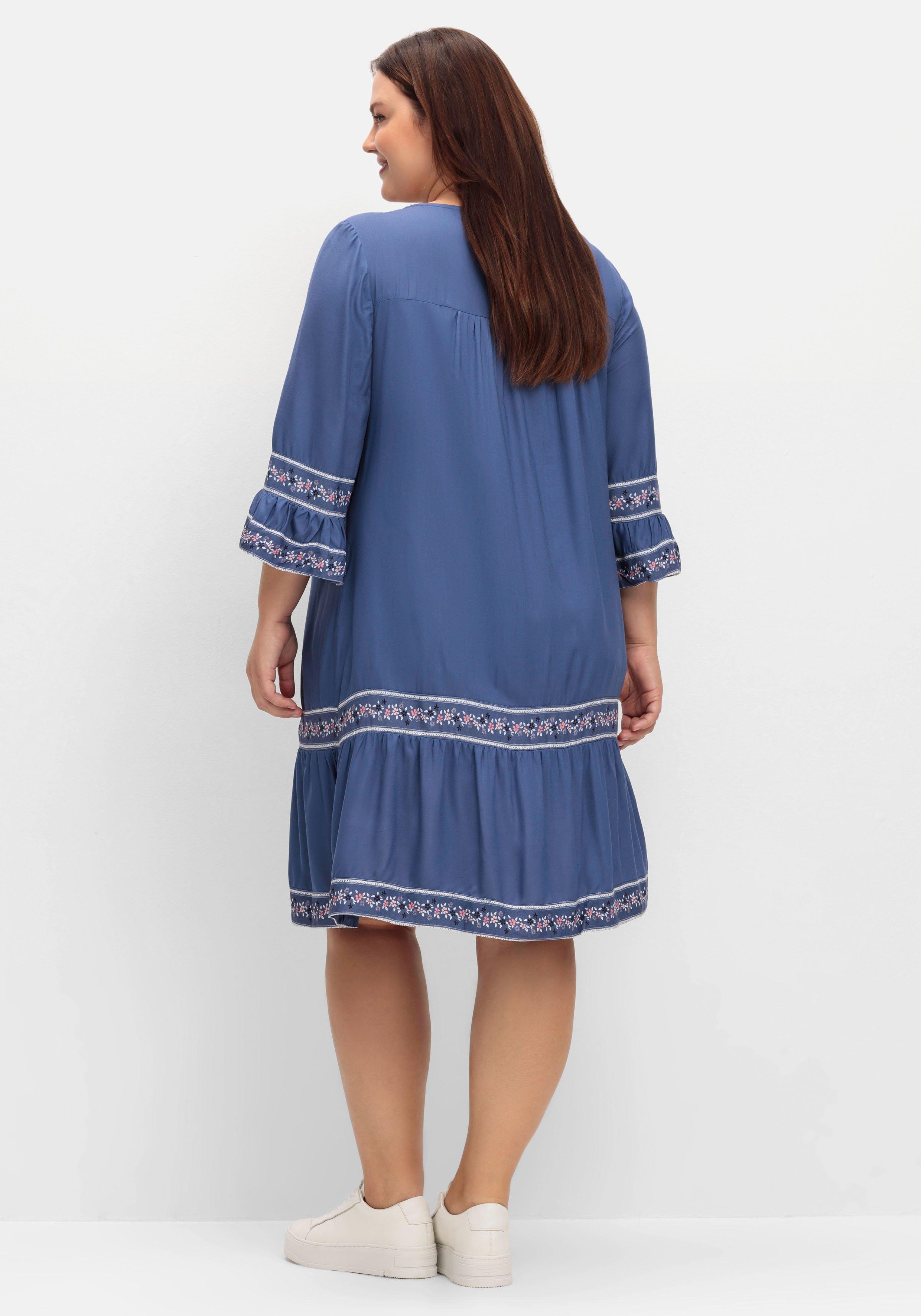 Kurzes Tunikakleid mit Blumen-Alloverprint