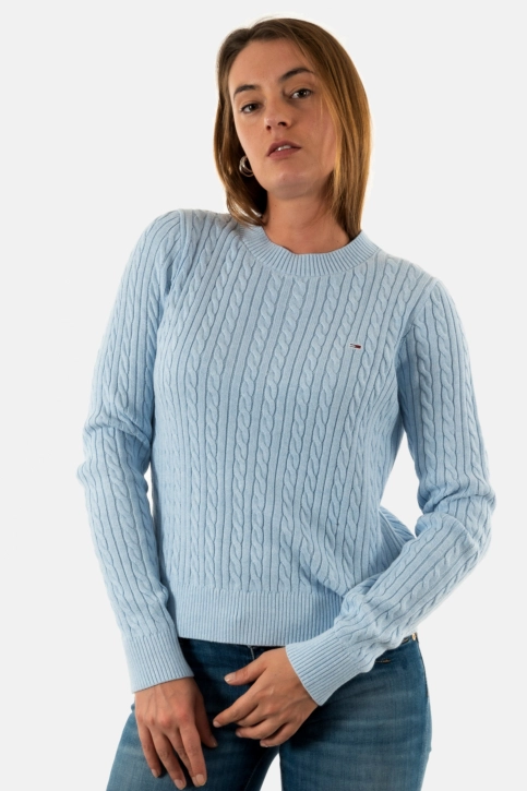 Pull hiver tommy jeans cable essential dsc vessel blue melange