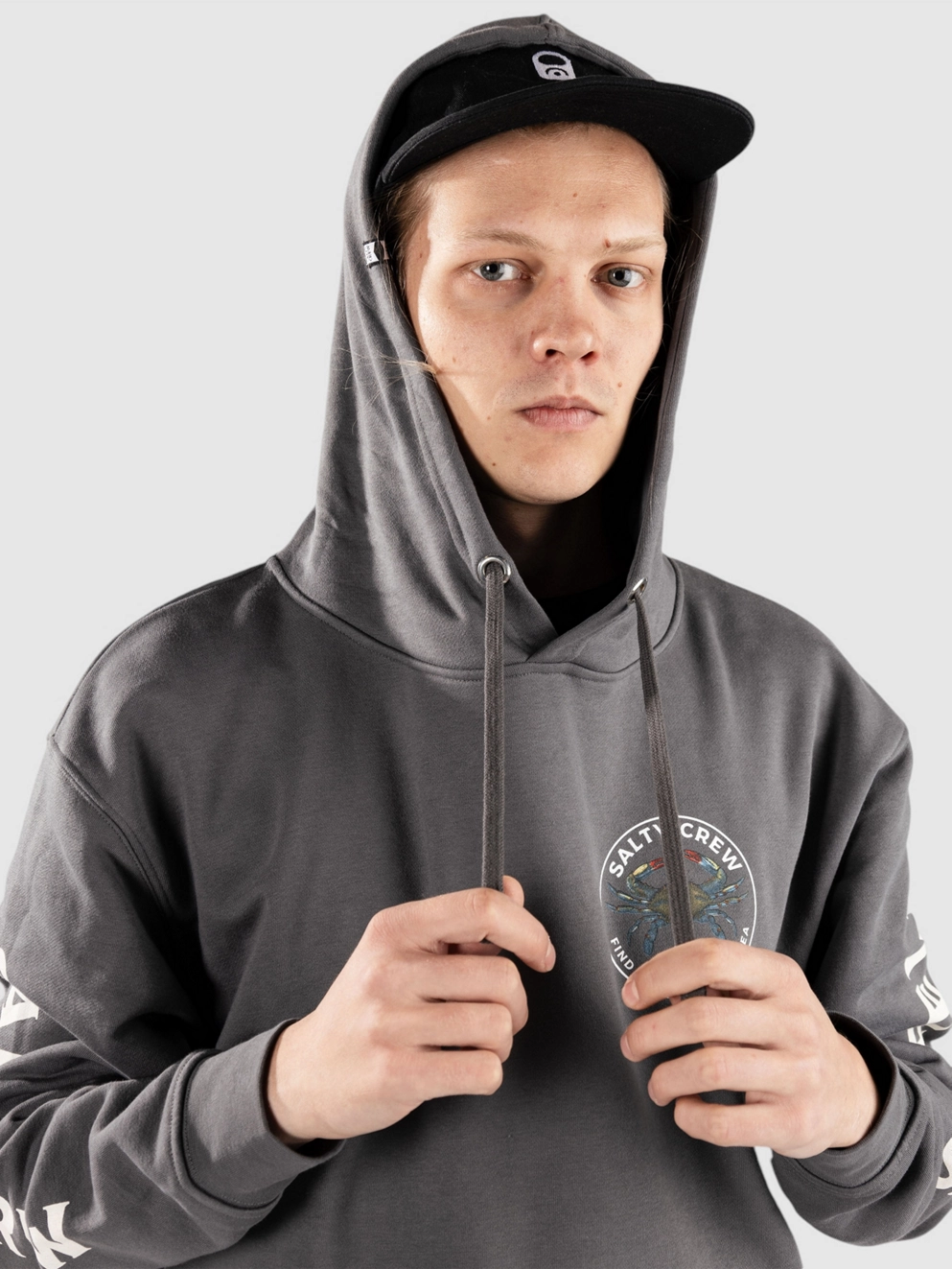 Salty Crew Blue Crabber Fleece Hoodie charcoal