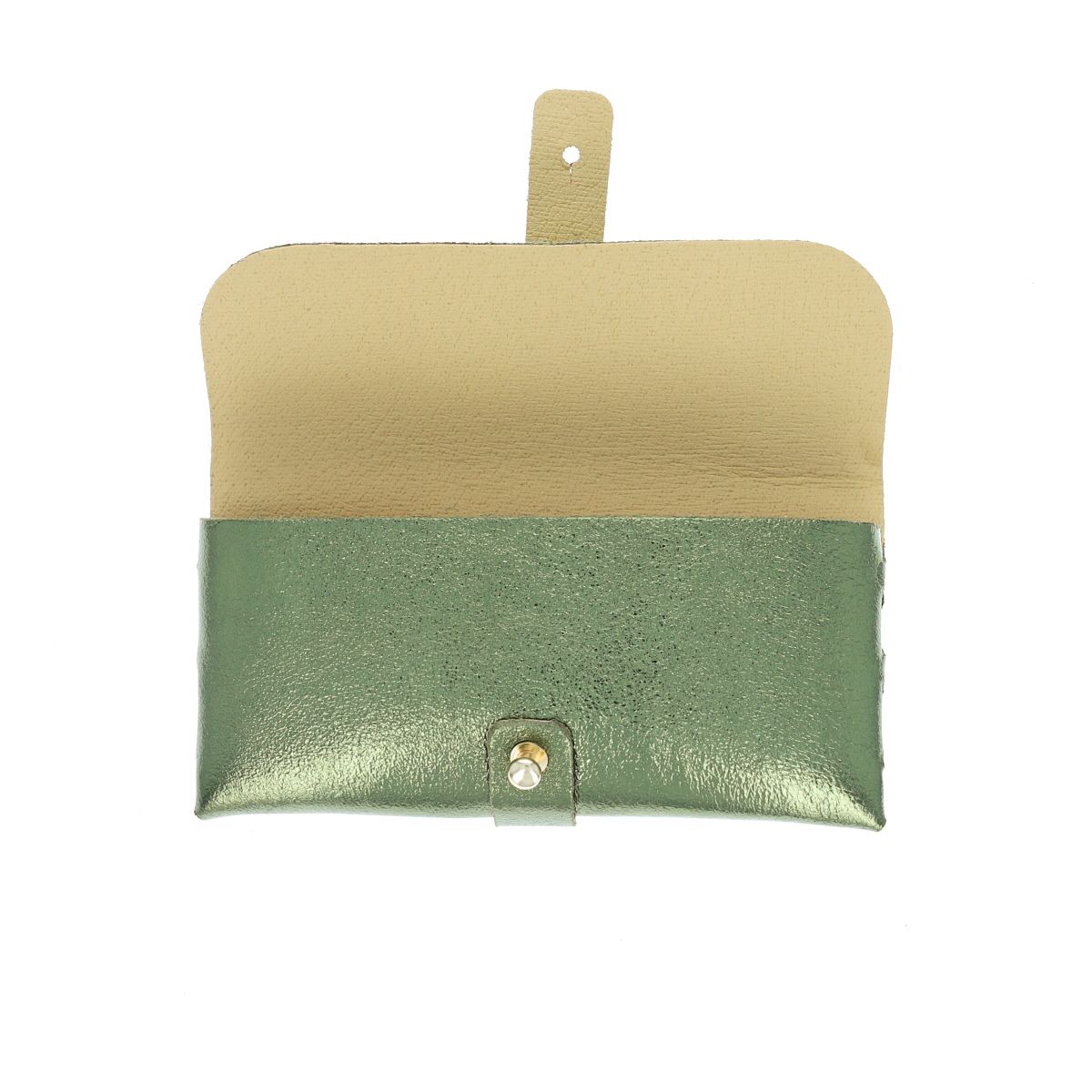 Etui à lunettes cuir irisé vert olive Maison Suzanne