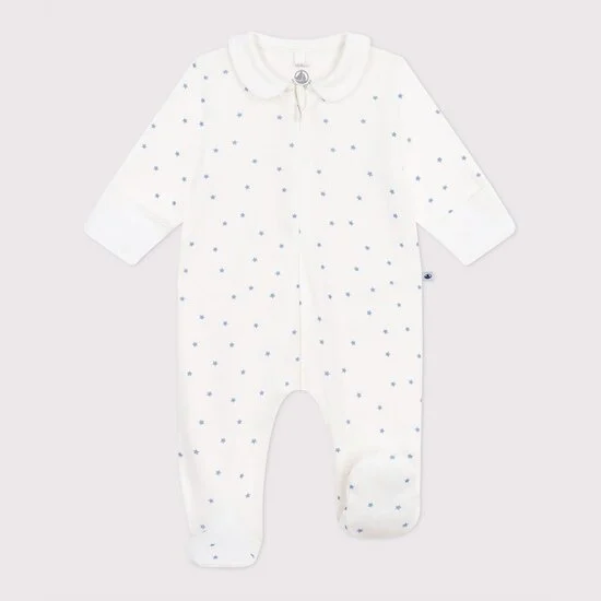 Pyjama en coton à col imprimé étoiles   Marshmallow / Alaska        de               Petit Bateau