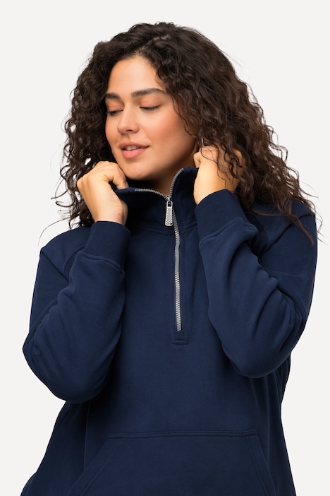 Sweatshirt, Stehkragen, Zipper, Langarm