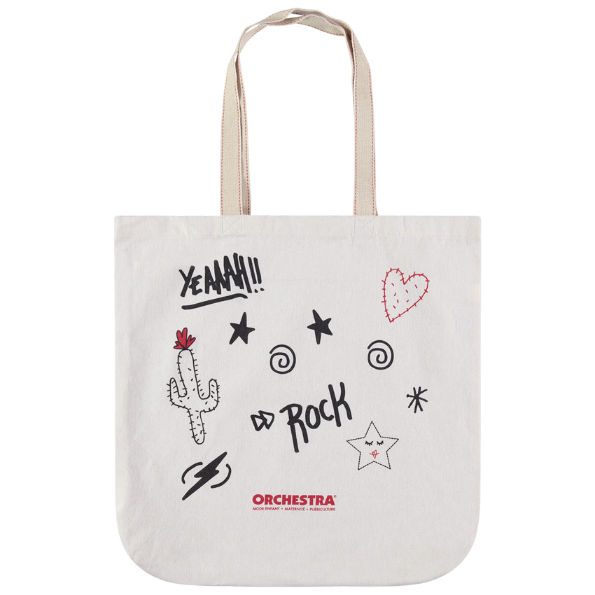 Tote bag en coton recyclé à imprimés fantaisie