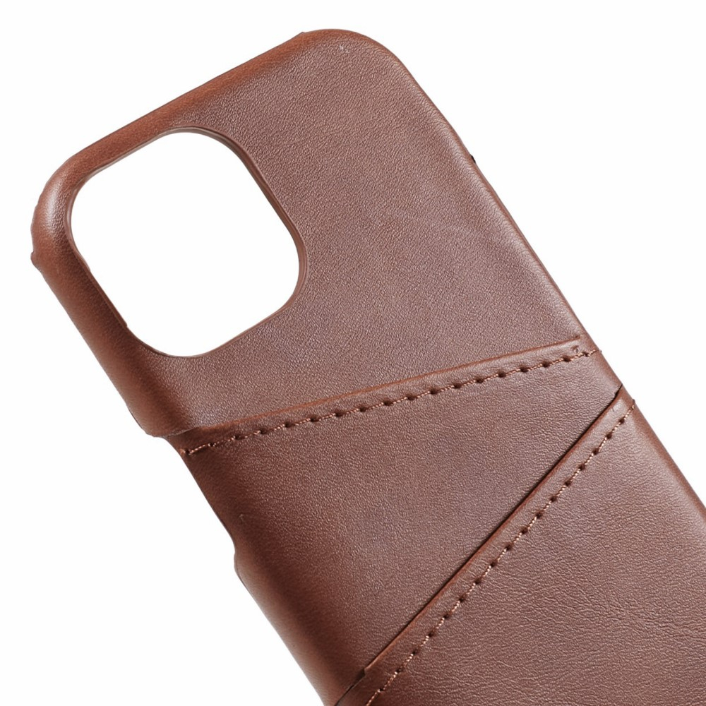 iPhone 15 Leder Hülle Snap Case   Kartenfach - Braun