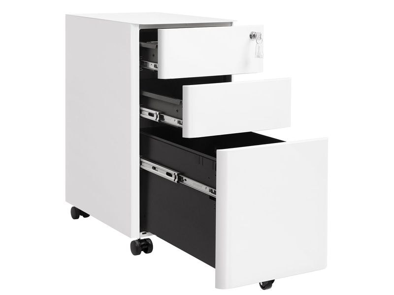 Songmics Multifunktionswagen OFC030W01 Weiss Rollcontainer aus Metall mit 3 Schubladen