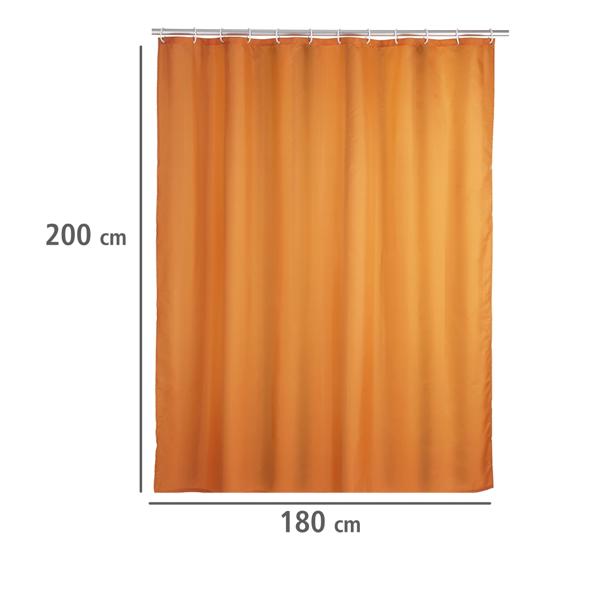 Wenko anti-schimmel douchegordijn 180x200cm polyester uni oranje inclusief ringen