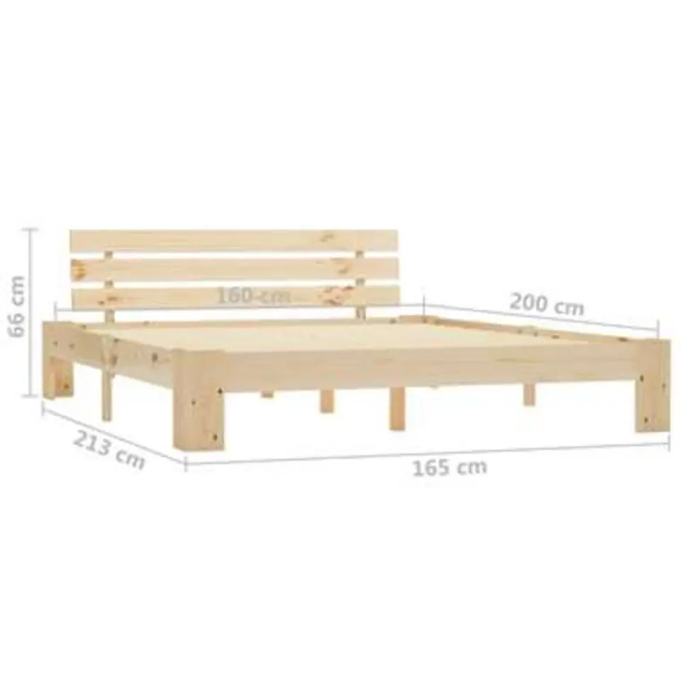vidaXL - Bed frame met hoofdbord - Naturel - Massief grenenhout - 160x200 cm