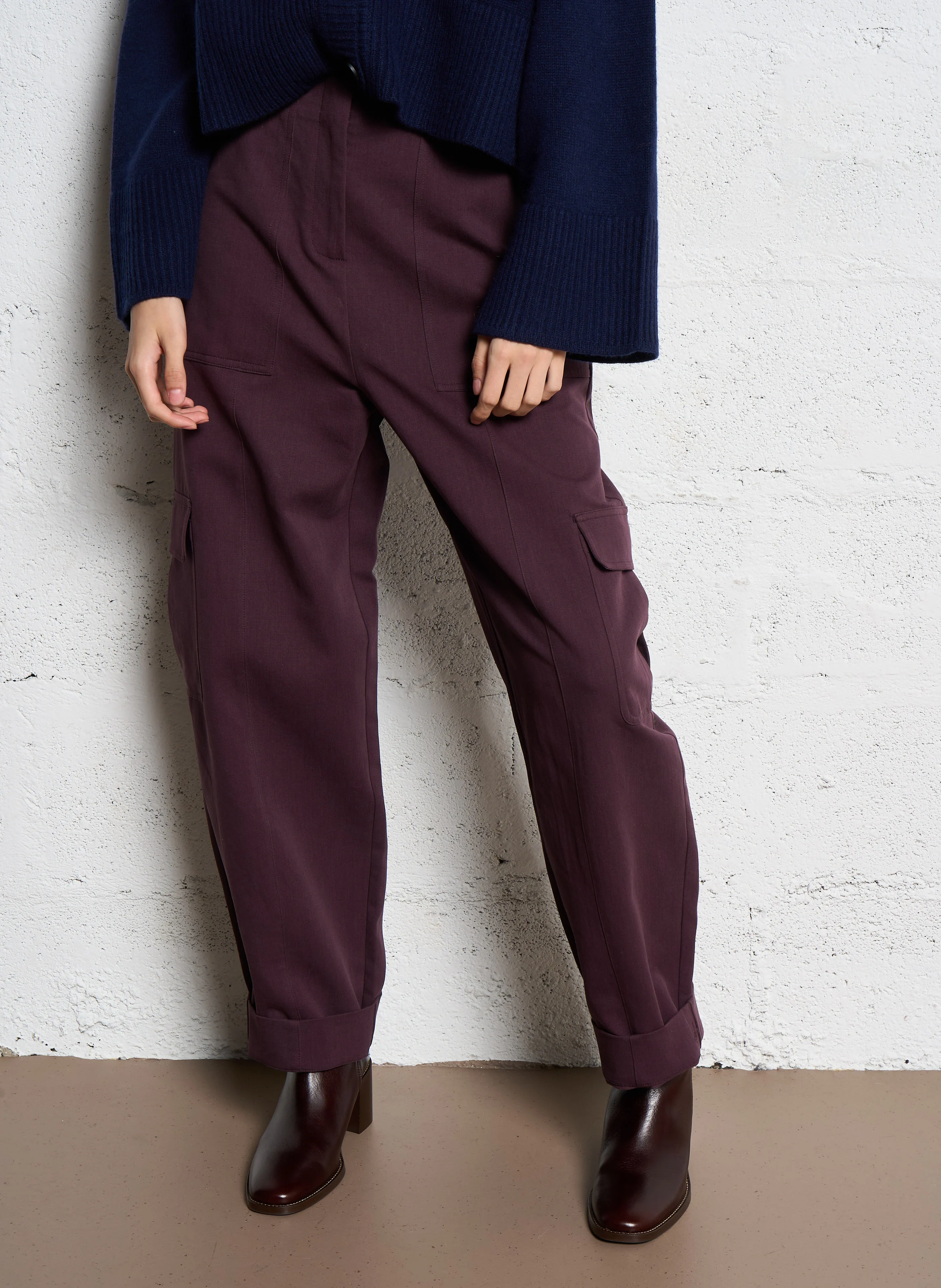 RICHY - Pantalon cargo en coton mélangé | Rouge