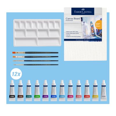 Faber-Castell - Set de peinture acrylique avec accessoires - 18 pièces