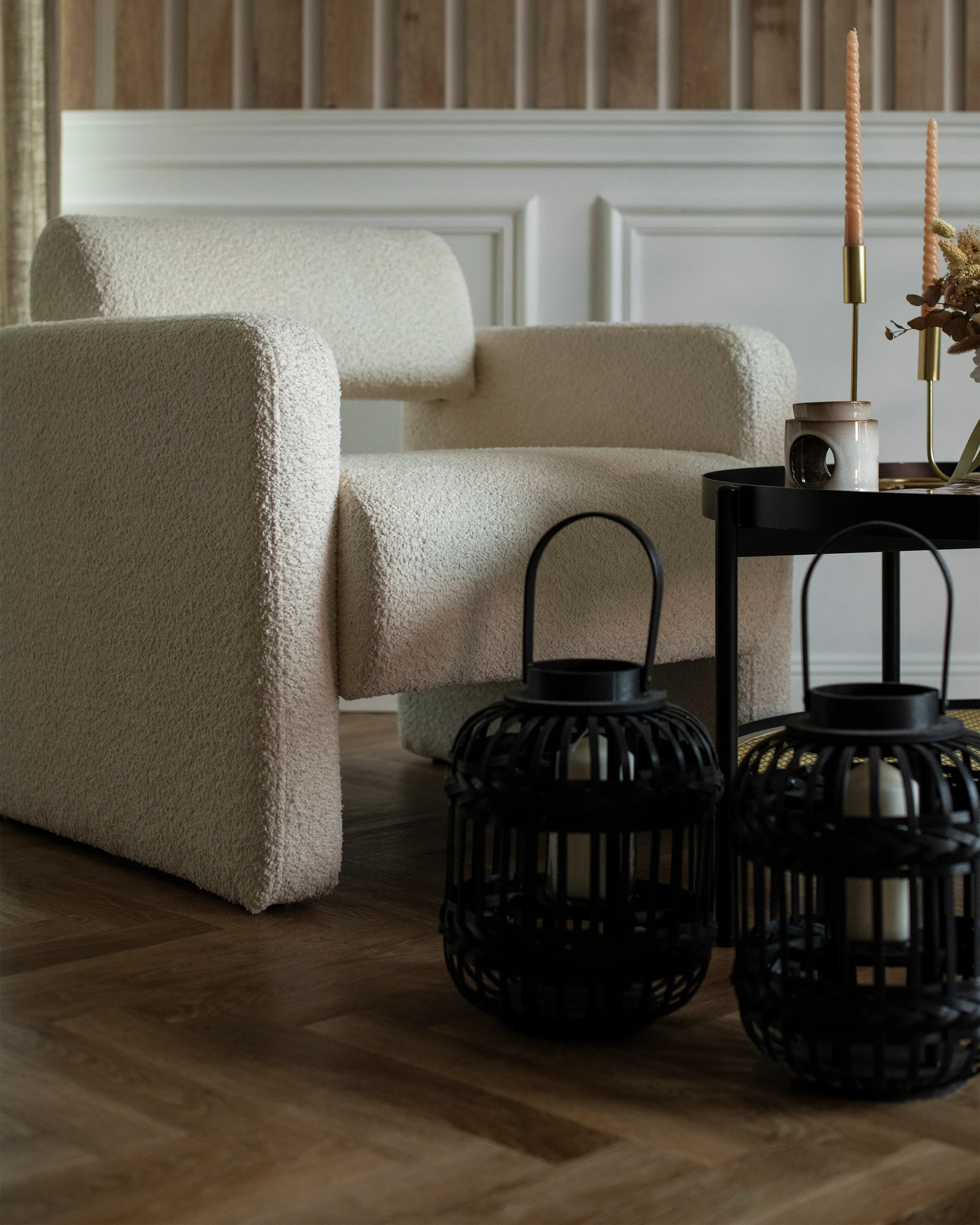 Fauteuil HALLSBERG Bouclé Gebroken wit