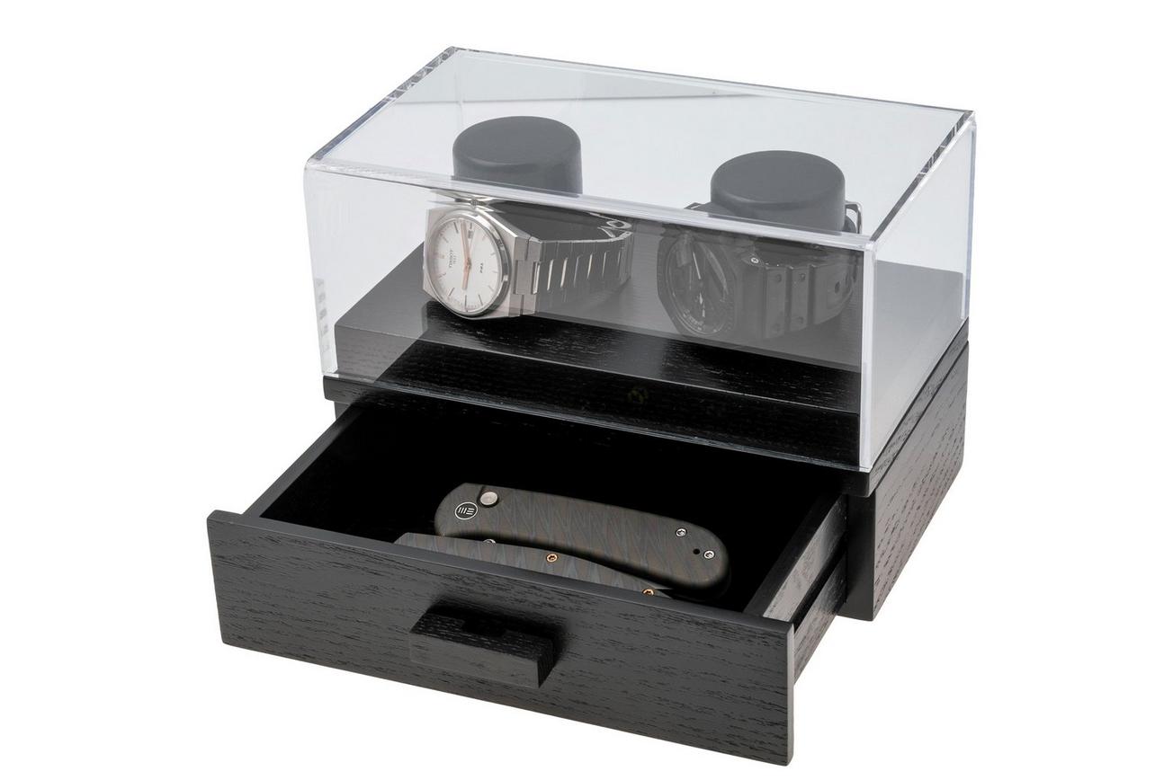 Holme & Hadfield Weekender Watch Display Case I4-Q5I3-XU9T Black, horloge display voor 2 stuks