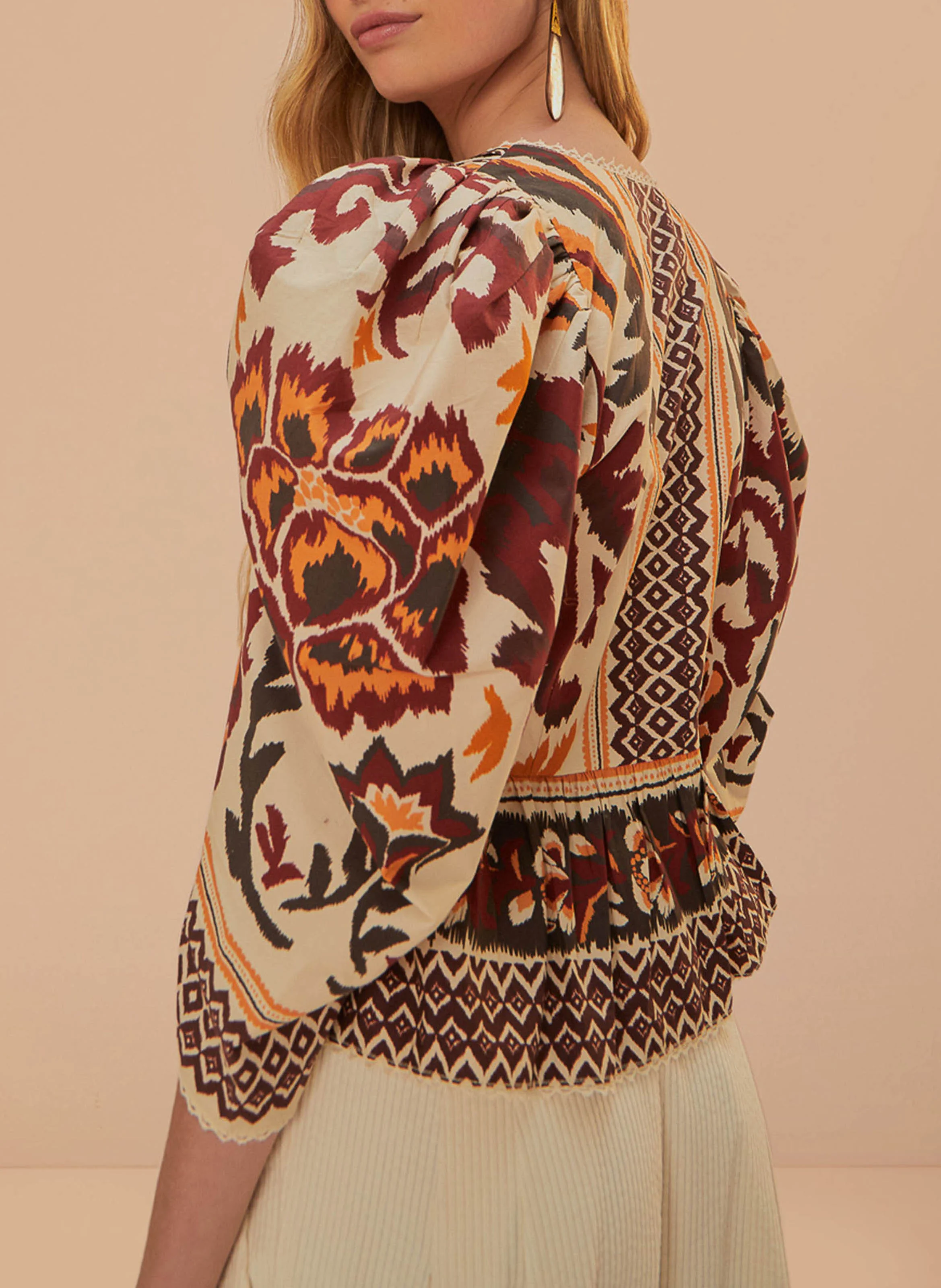 Chemisier manches bouffantes| Multicolore