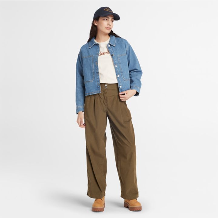 Jaqueta feminina Chore Hemp Denim na cor azul