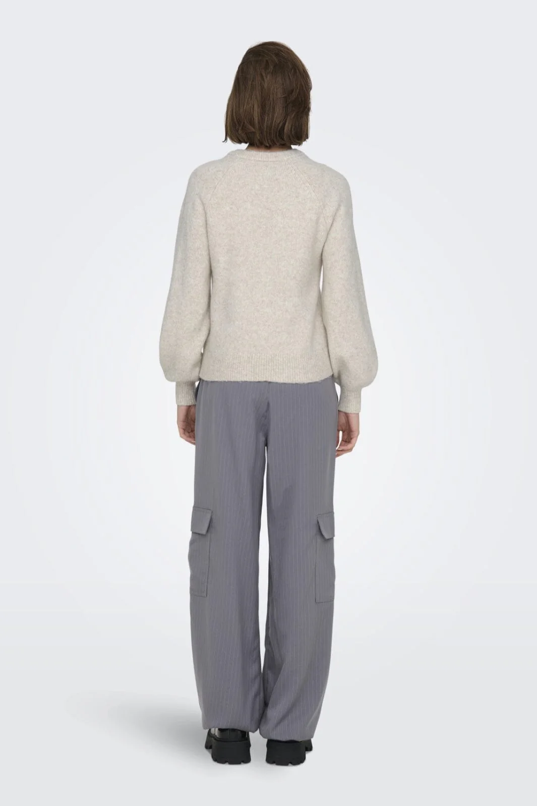Only Onllauren Life Ls O-Neck Button Knt 4543531 oatmeal melange