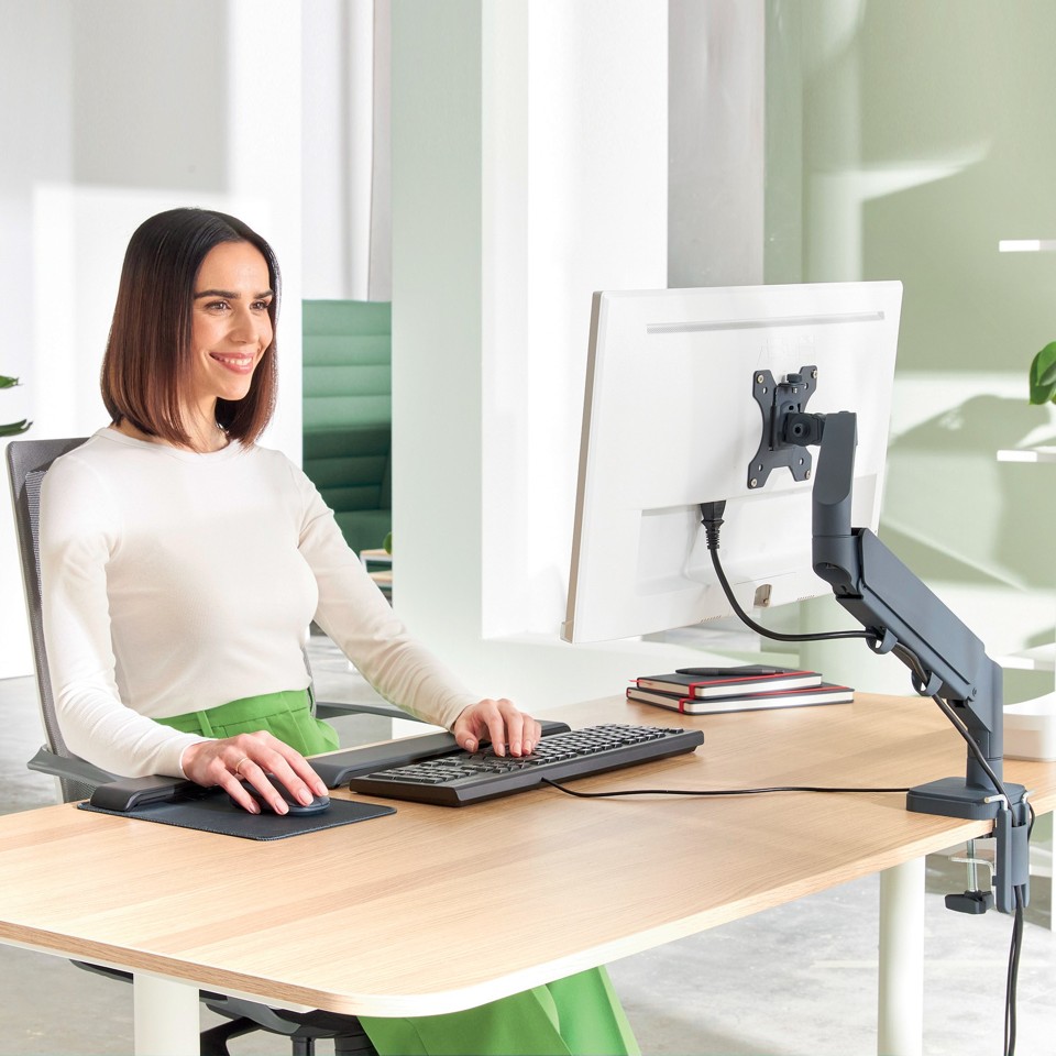 Leitz - Ergo Monitor arm space-saving single - Dark grey