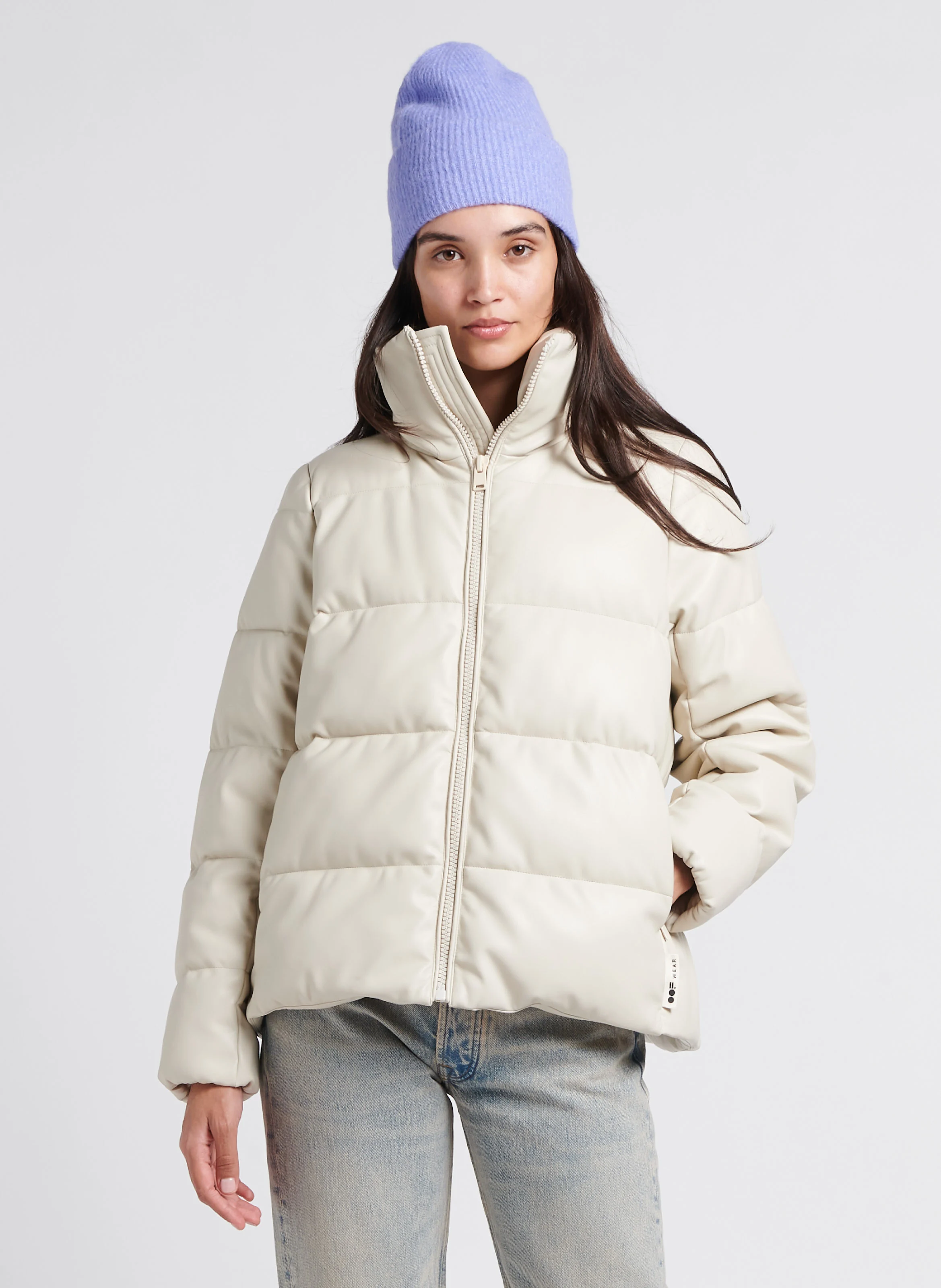 Doudoune col montant oversize | Beige