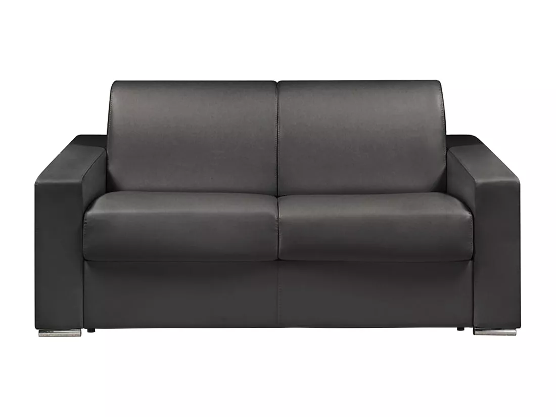 Canapé 2 places convertible express en simili noir - Couchage lattes larges 120 cm - Matelas 22 cm avec mémoire de forme CALITO