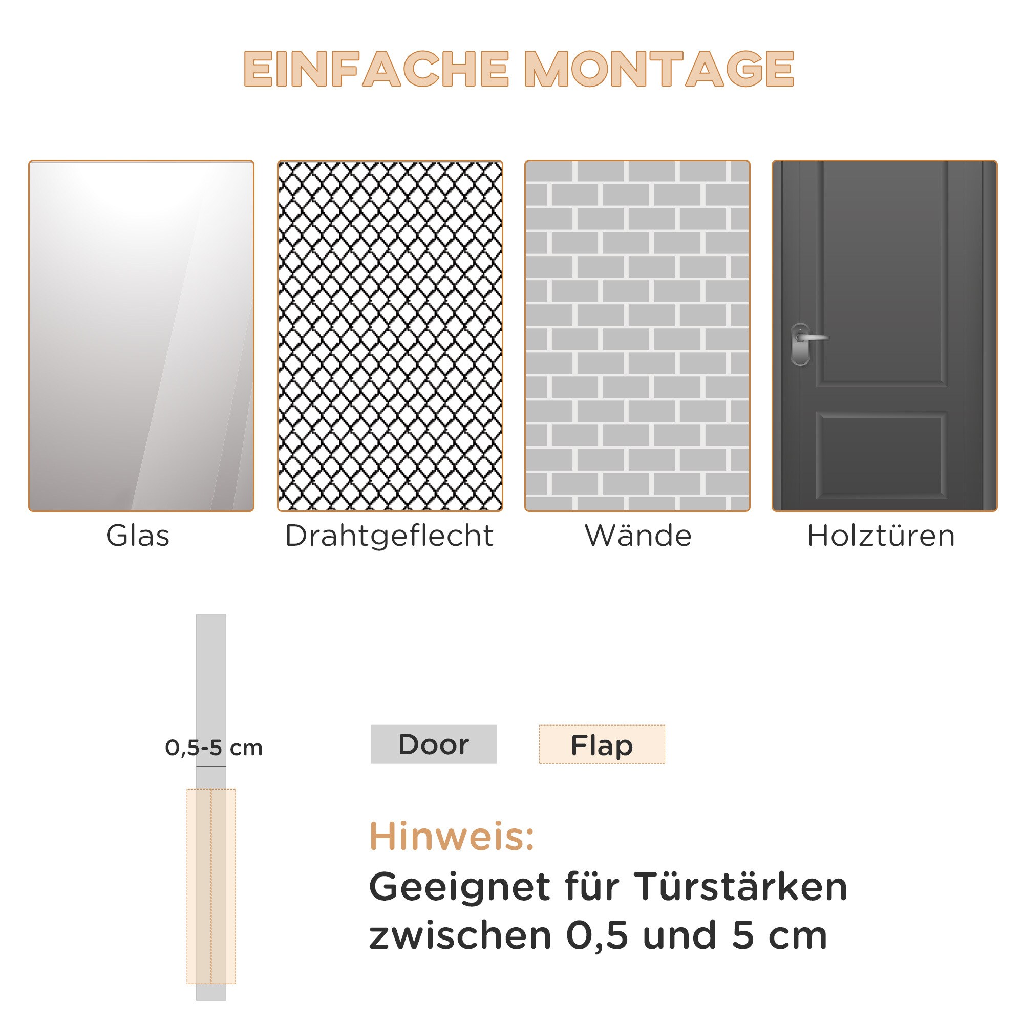 PawHut Haustiertür mit 4 Wege Verriegelungssystem weiß 30B x 29H x 10T cm