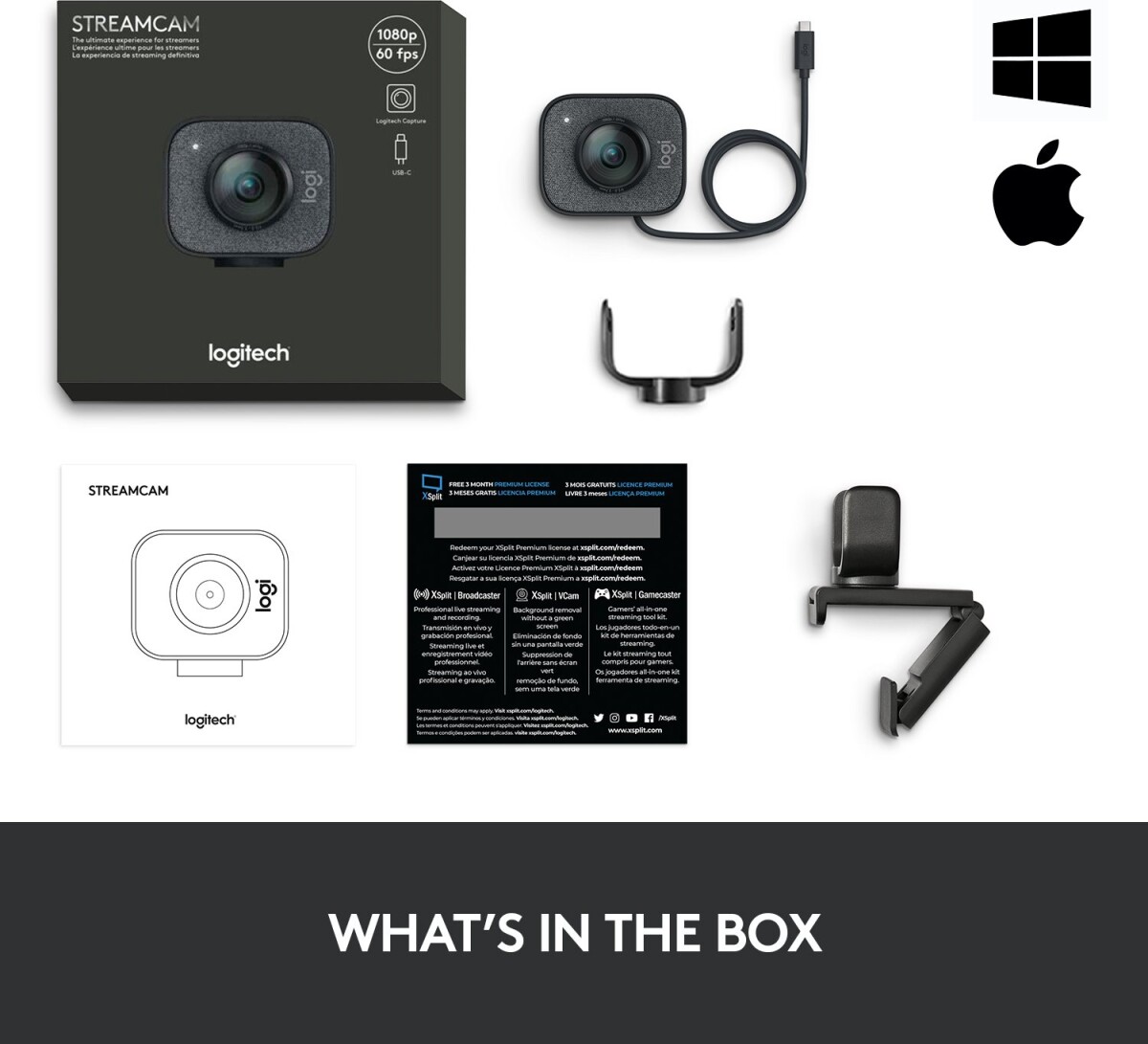 Logitech Streamcam Kamera - 1080P 60Fps - Graphite