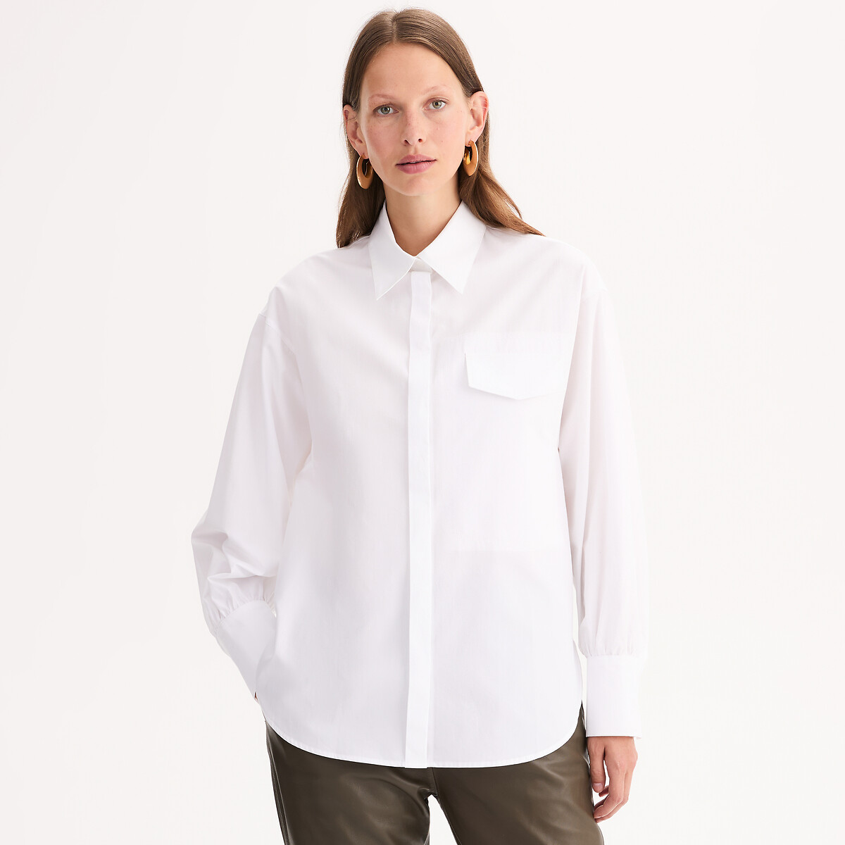 ANNE WEYBURN<br>Camisa de algodão de manga comprida