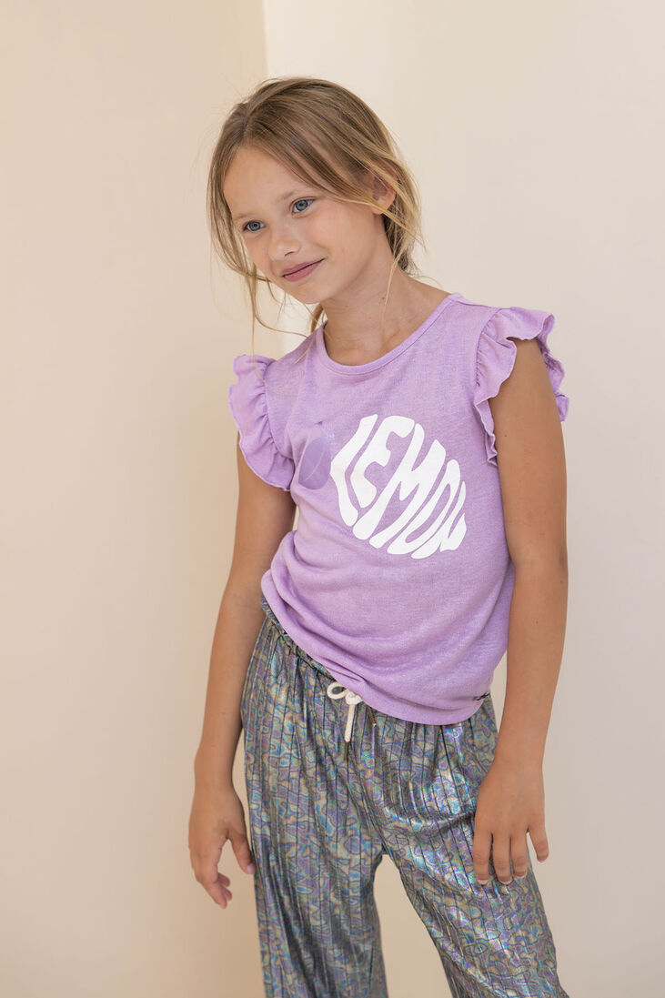 LIKE FLO metallic like flo pantalon metallic plisse pants