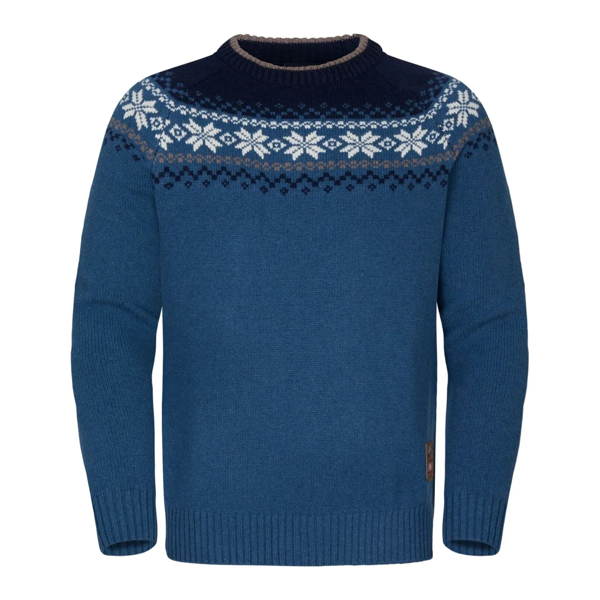 Gridarmor Men's Snøkrystall Round Neck Ullgenser Blue/White/Navy