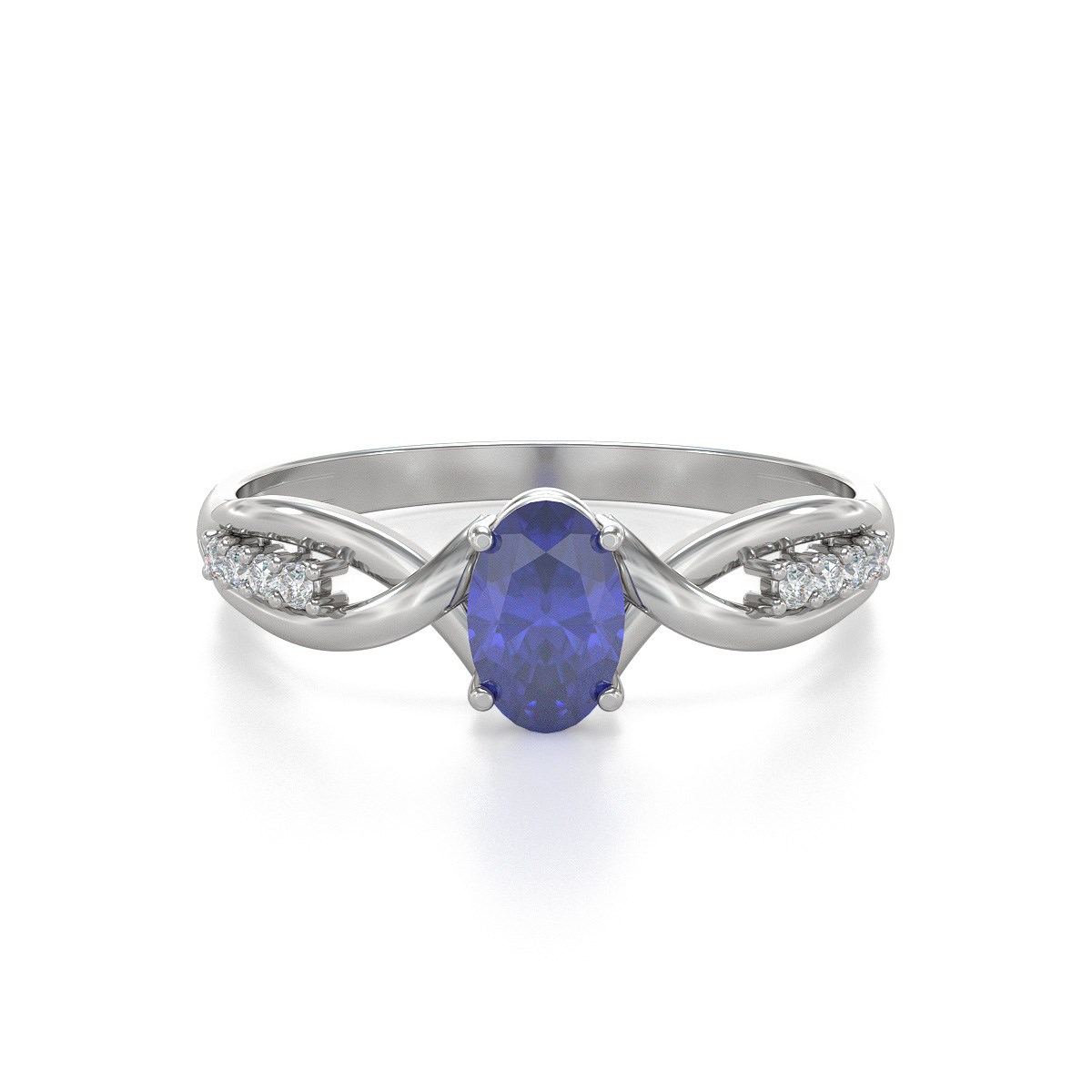 Bague ADEN Or 585 Blanc Tanzanite et diamants 1.32grs