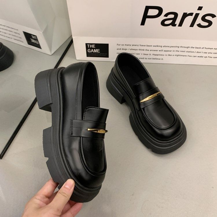 Asterisk - Loafers met plateauzool en dikke hak van imitatieleer