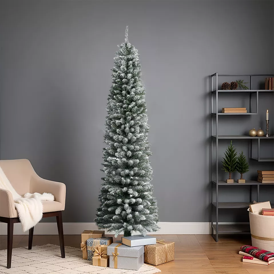 Sapin artificiel de Noël Narrow H180 cm Vert enneigé
