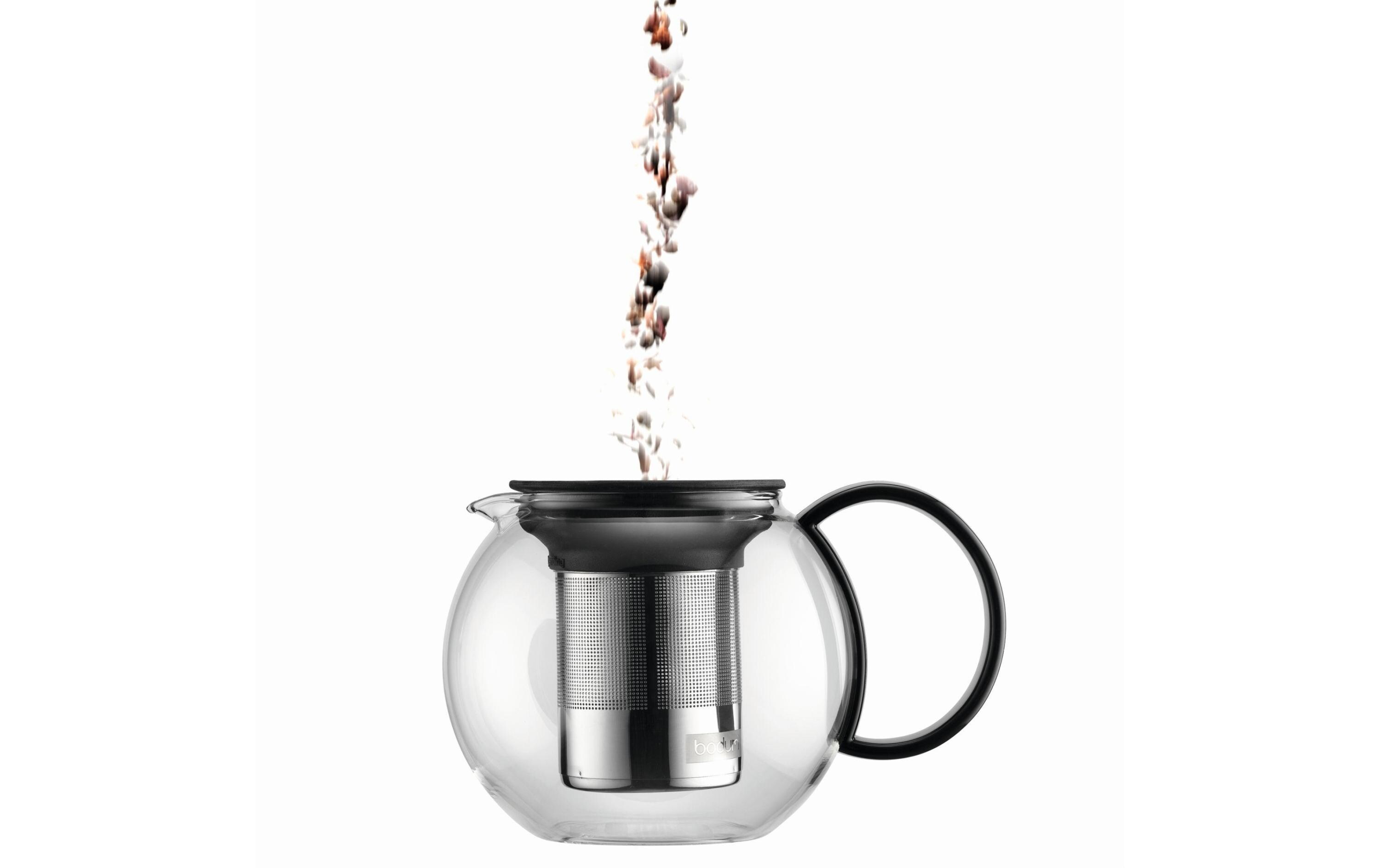 Teebereiter Assam 1 l, Schwarz glanzTeebereiter mit Edelstahlfilter