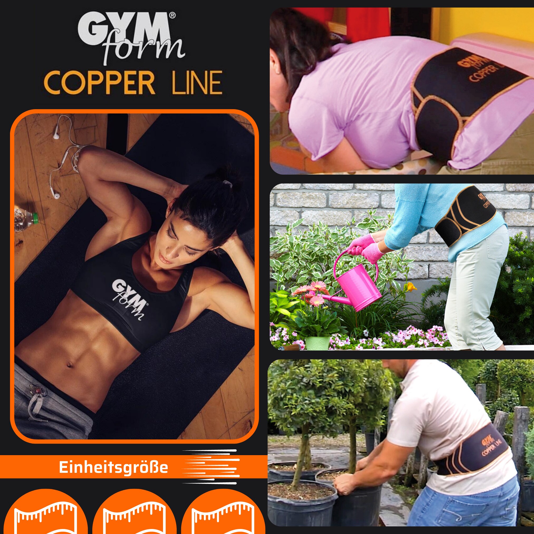 Gymform® Lendenbandage - Rückenbandage - Bandage Rücken Copper Line Back