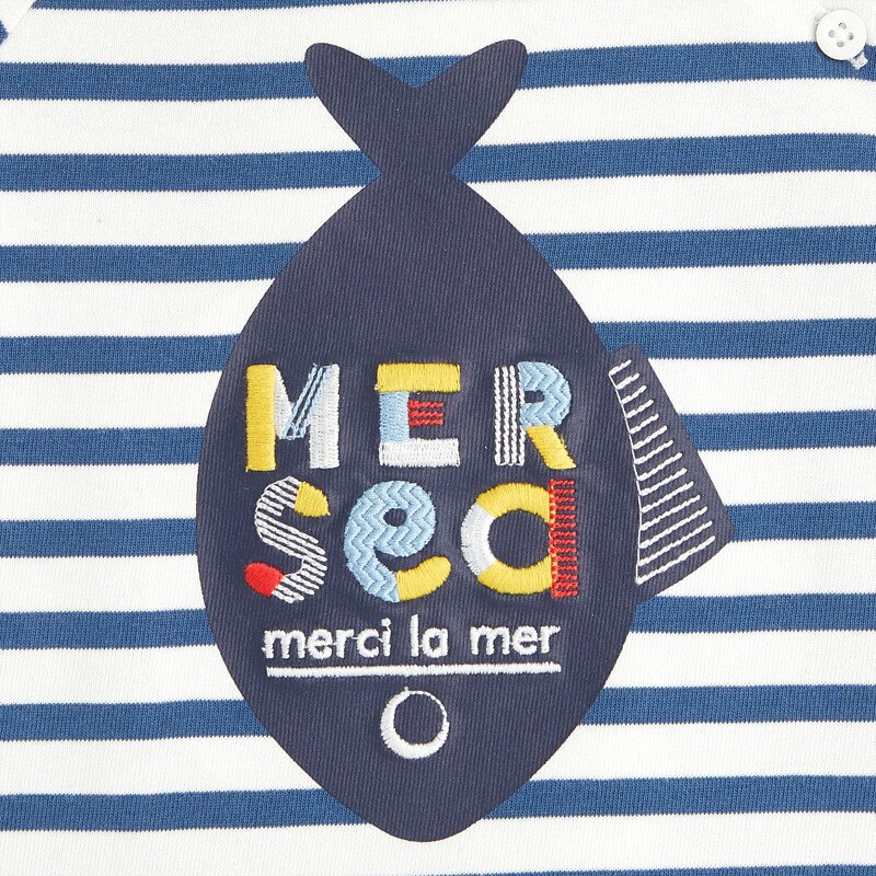 Pull léger rayé à capuche bleu bébé garçon Bleu
