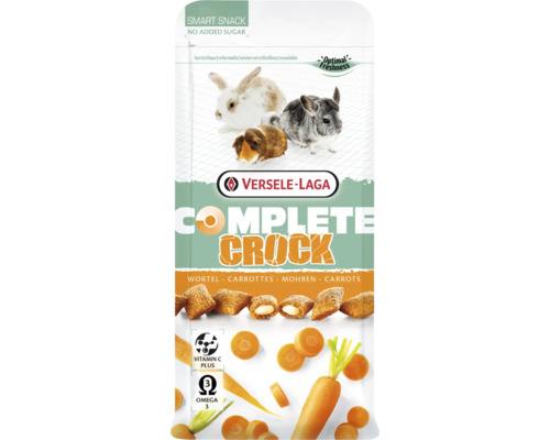 Knaagdiersnack VERSELE-LAGA Complete Crock Carrot 50g krokante darm met malse wortelvulling voor konijnen, cavia's, chinchilla's in een vershoudzakje