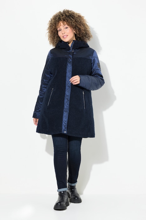 Jacke, Stepp/Teddyfleece, Kapuze, Zipptaschen