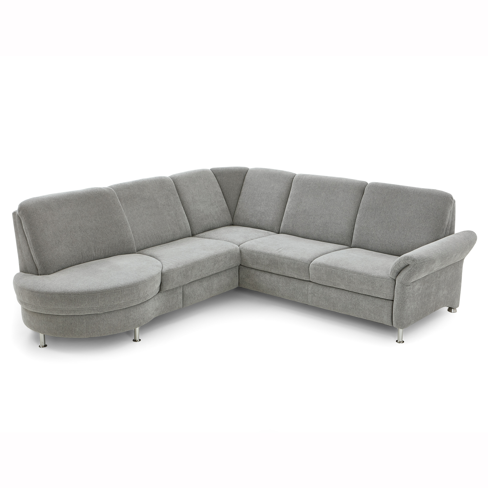 polsterpower Ecksofa - silver - Basismodell - Rondellabschluss links
