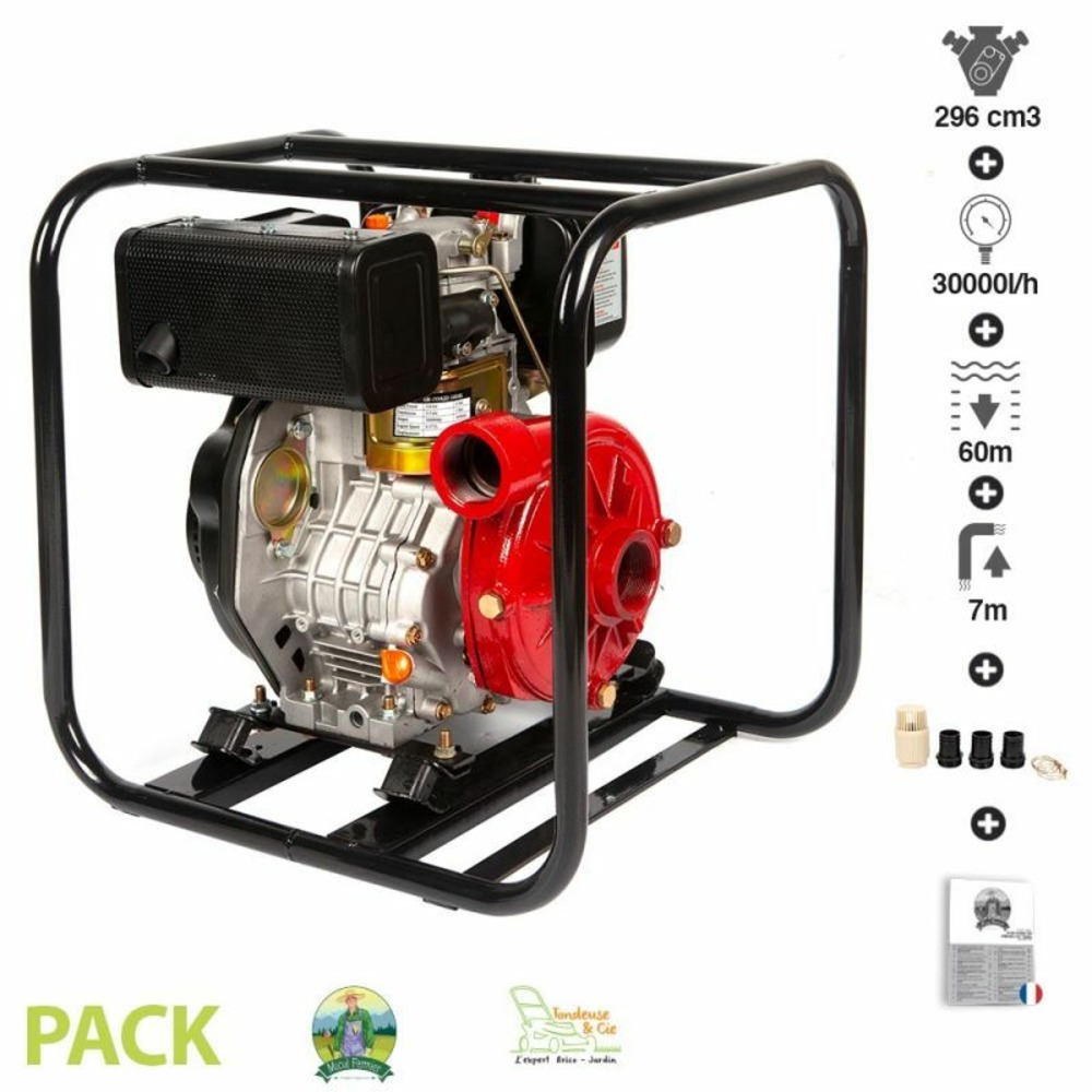 Motopompe thermique haute pression diesel 296cc 30m3/h fermier gf-2057 2 pouces