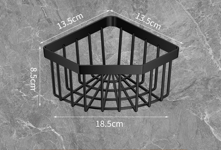 (190x145mm) Selbstklebender Duschkorb Badezimmer Dusch Ablage Spülbecken Halterung - Schwarz