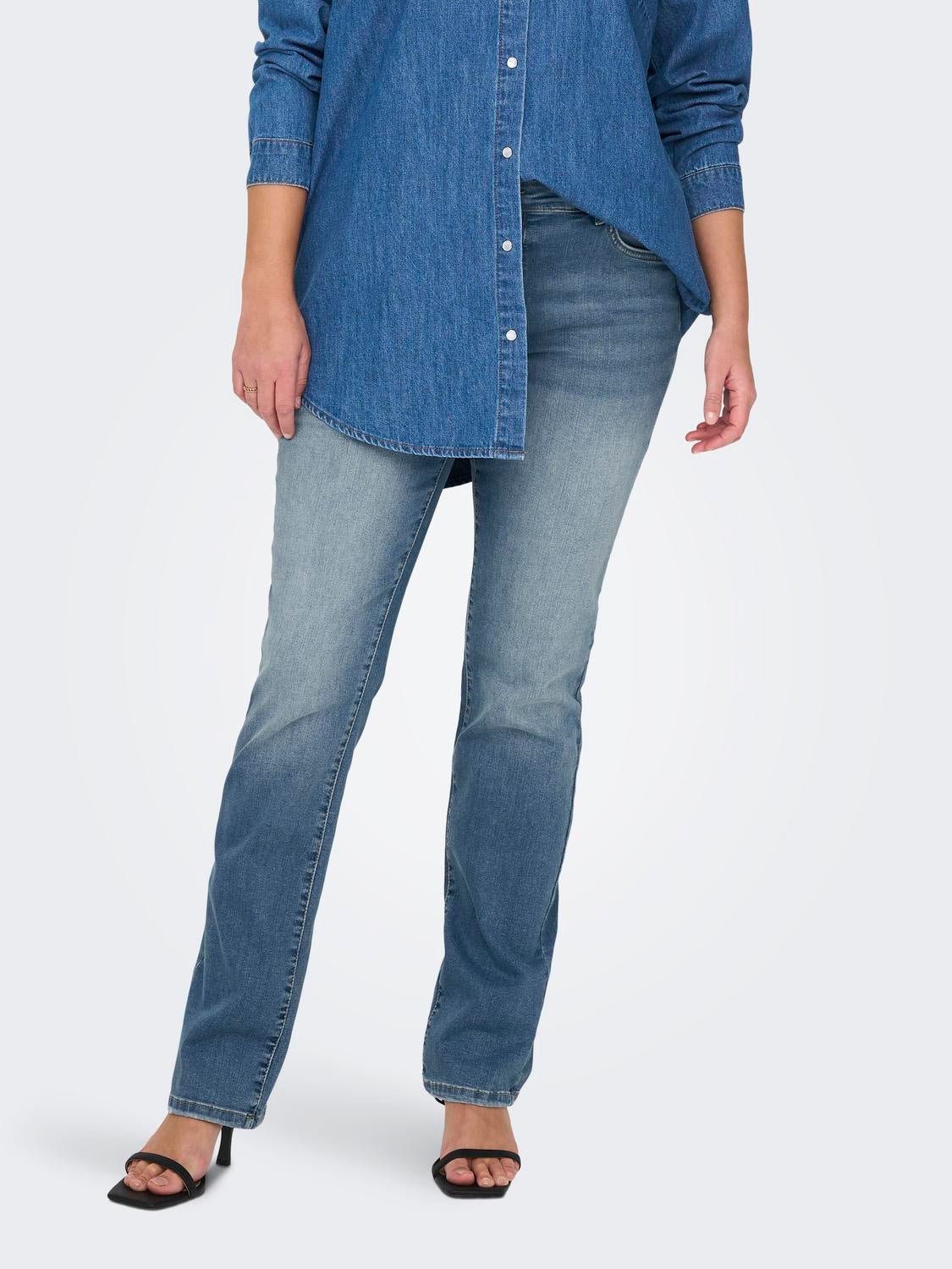 CARALICIA Mittlere Taille Gerade geschnitten Jeans Medium Blue Denim