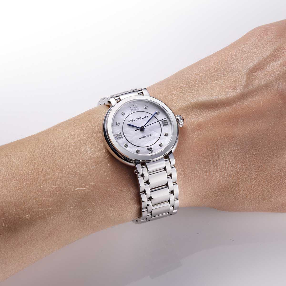 Montre femme Michel Herbelin automatique Galet aciercadran nacre