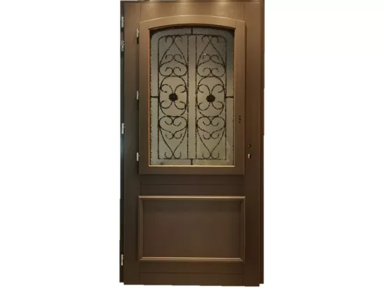 Porte D'Entree Bois Vitree, Adrien Gris Ral 7039, H215Xl90 P, Droit Cotes Tableau