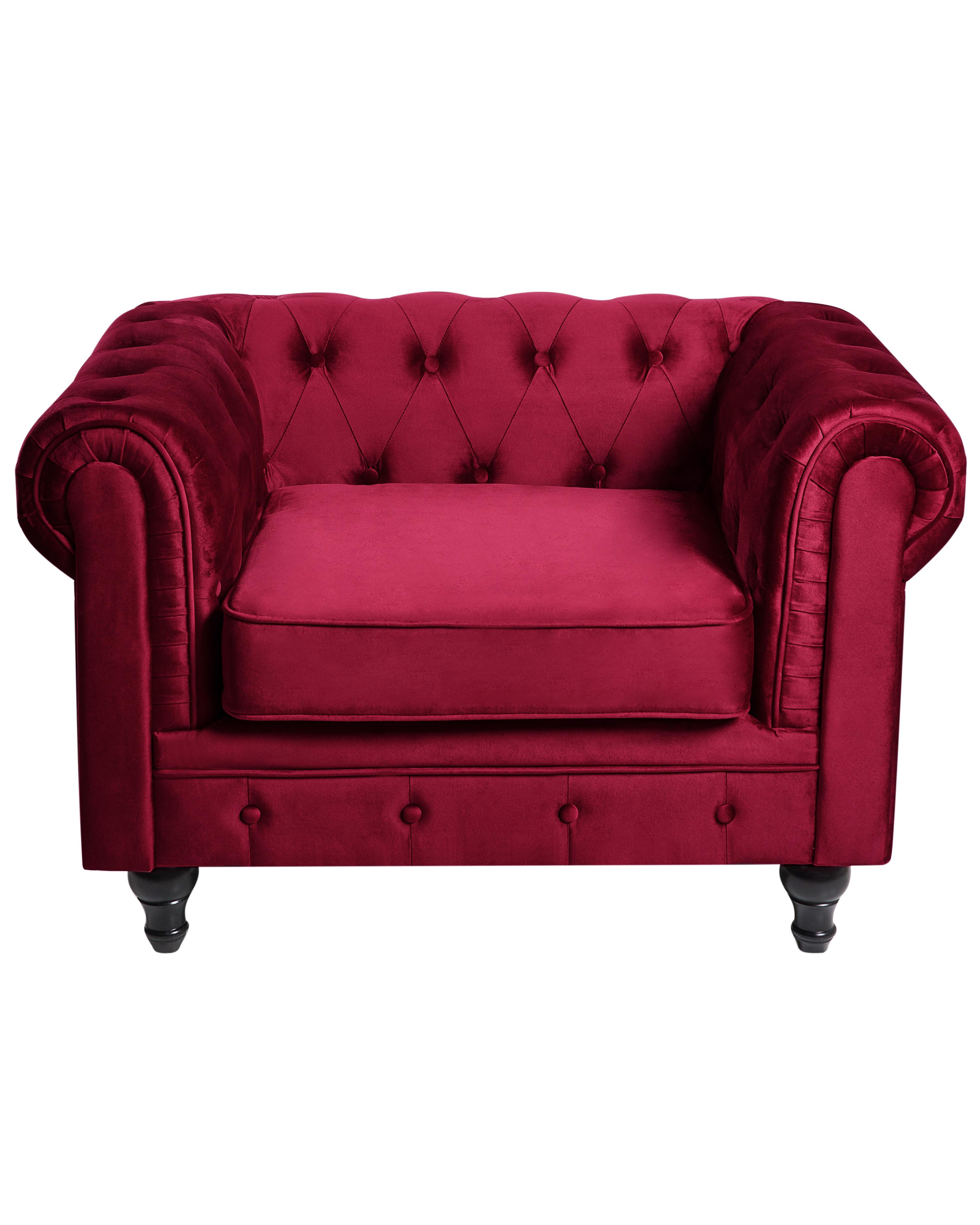 Fauteuil CHESTERFIELD Fluweel Bordeauxrood