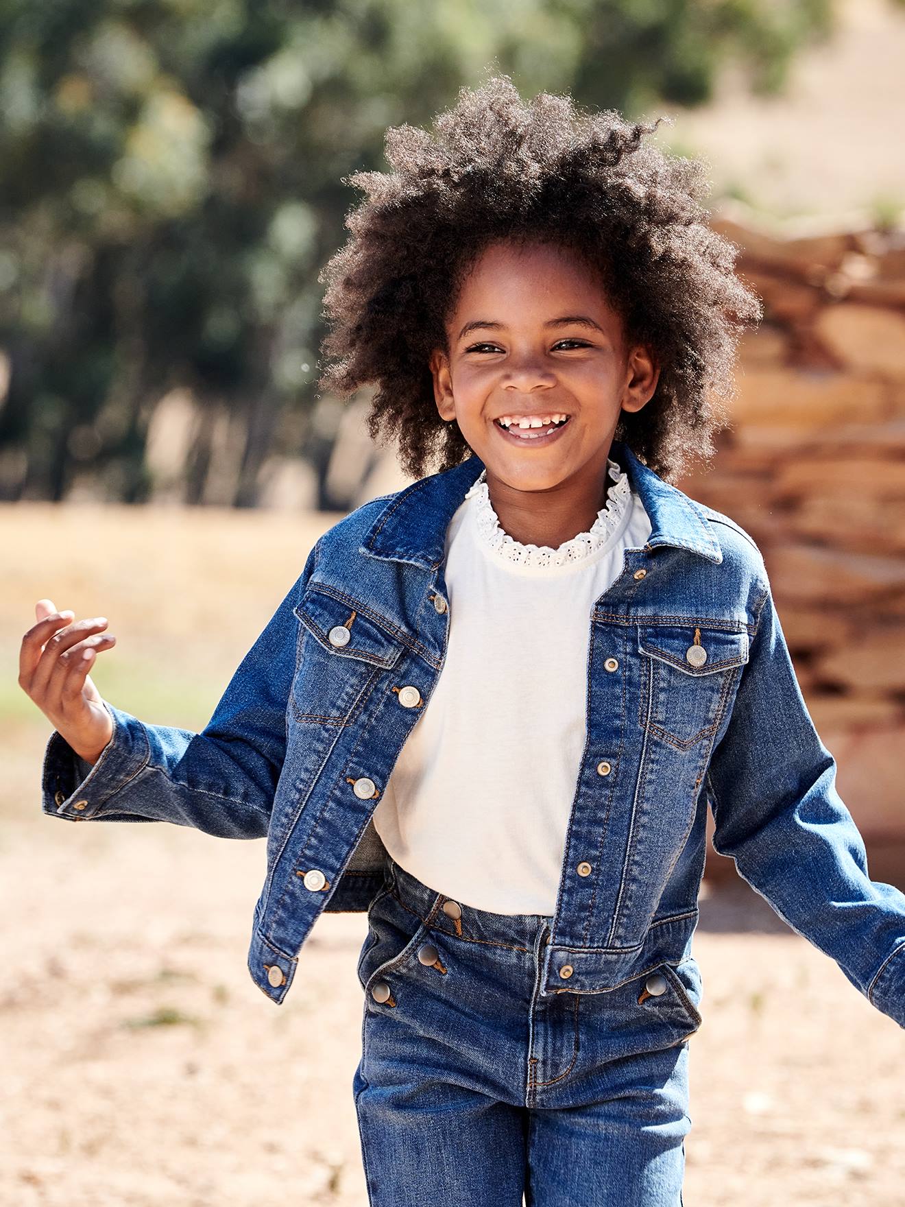 Jaqueta jeans personalizável para meninas, cor pedra