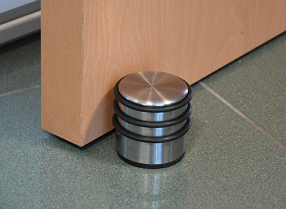 (9x7.2cm) Edelstahl Türstopper Massiver Türanschlagblock Türfeststeller mit Gummi Ringen (100264) - Silber