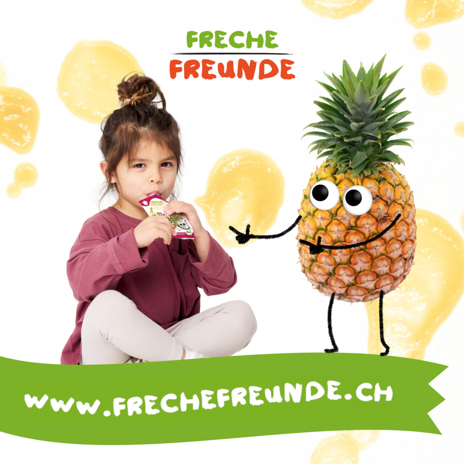 Freche Freunde Bio Quetschbeutel Apfel, Banane, Ananas und Kokos 6+ Monate