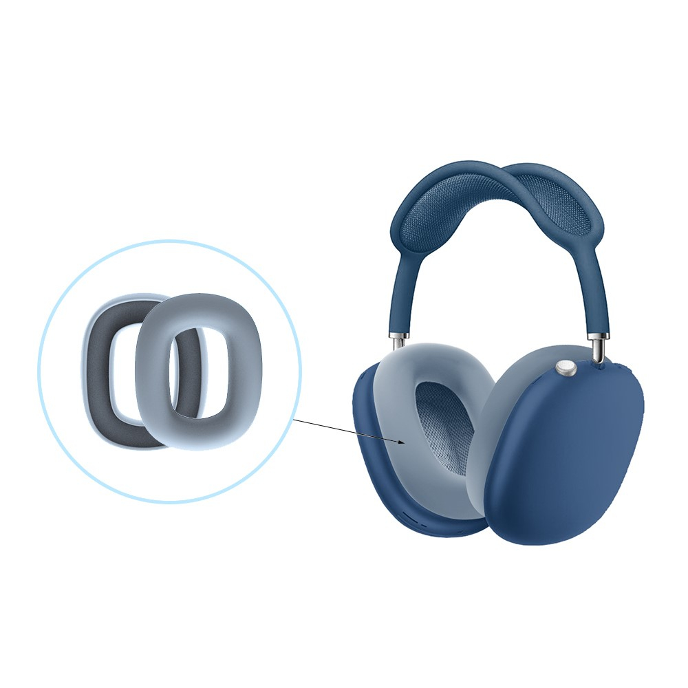 (5-tlg.Set) AirPods Max Silikon Hülle Schutz Abdeckung - Dunkelblau