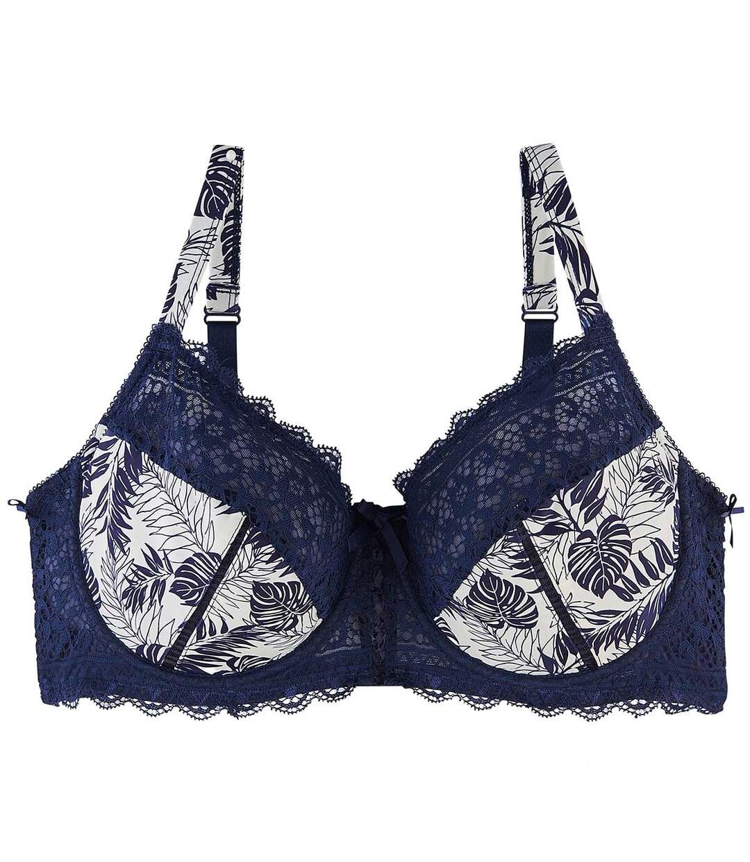 Soutien-gorge grand maintien ivoire/marine Elena