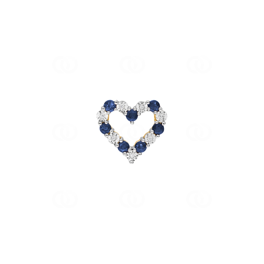 Herzanhänger 750/18 K Gelbgold mit Diamanten 0.02 ct H/si & Saphiren