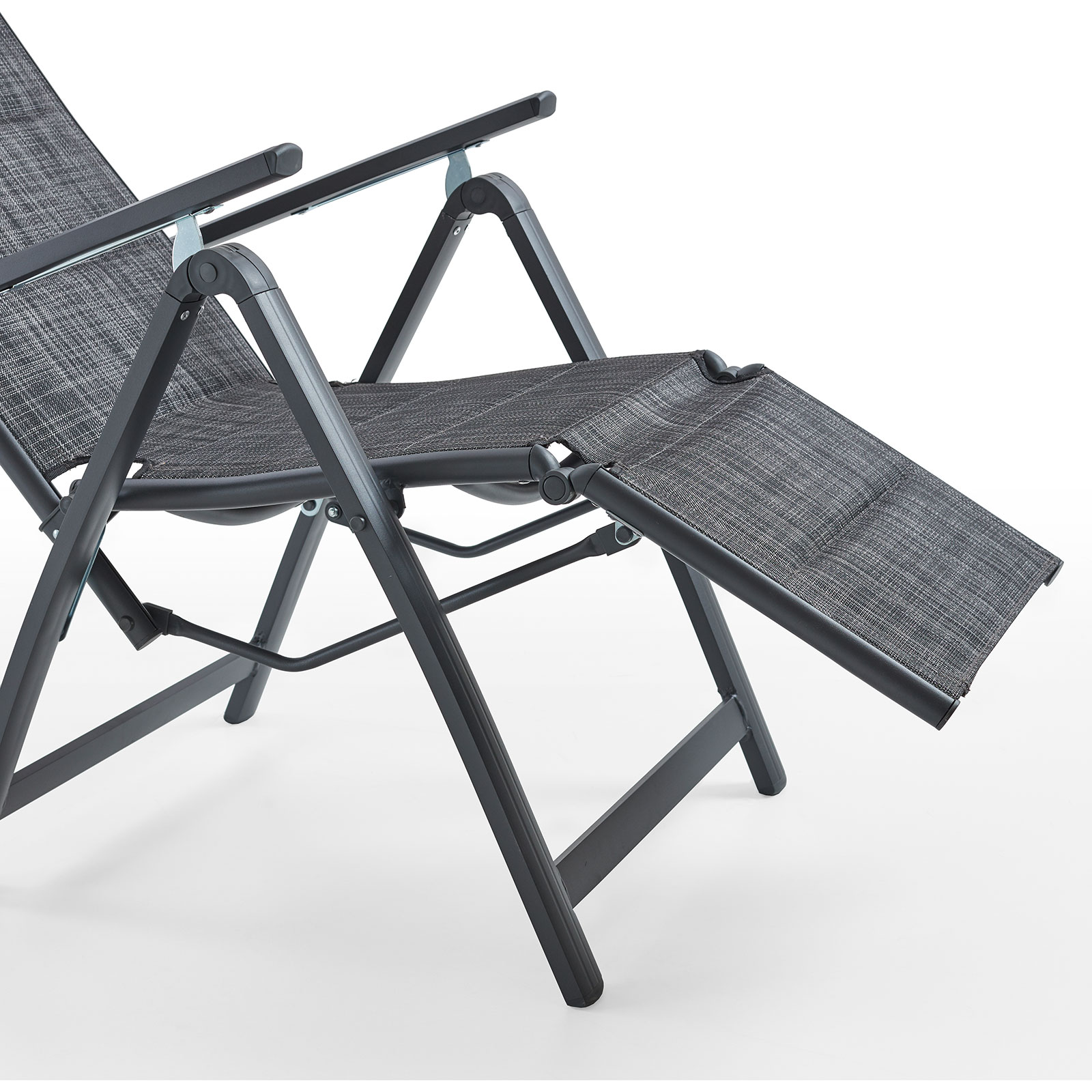 Gartensessel - dunkelgrau - Aluminium - mit Beinablage